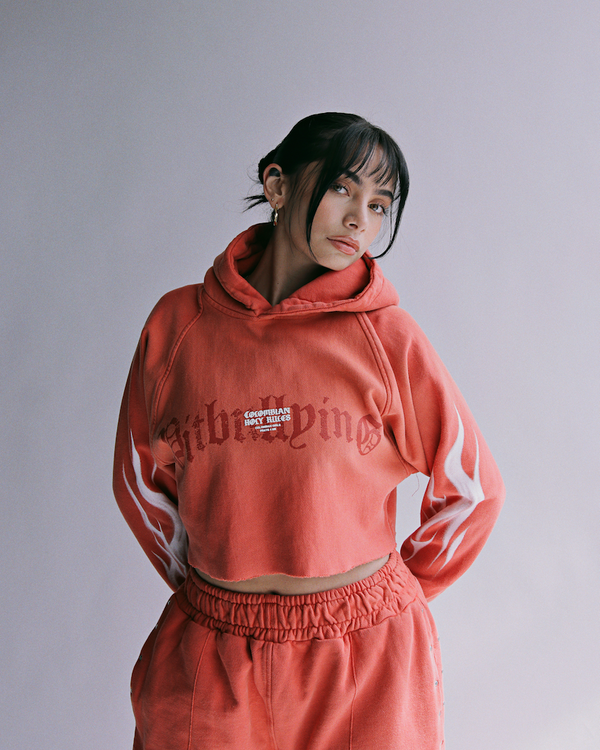 Hoodie crop Rojo