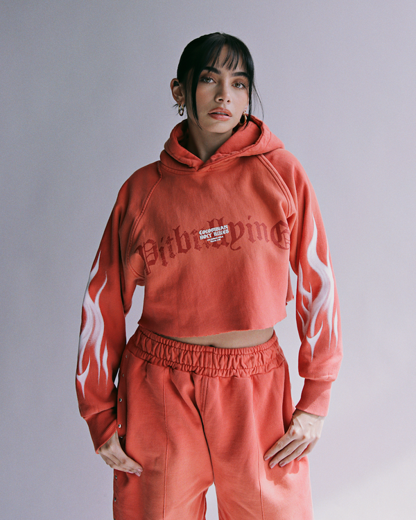 Hoodie crop Rojo