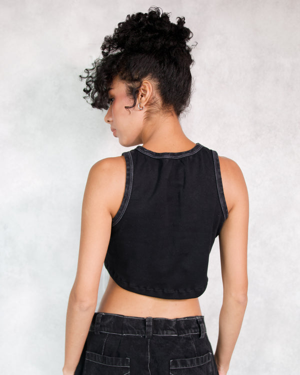 BASICS CROPPED TANK TOP BLACK