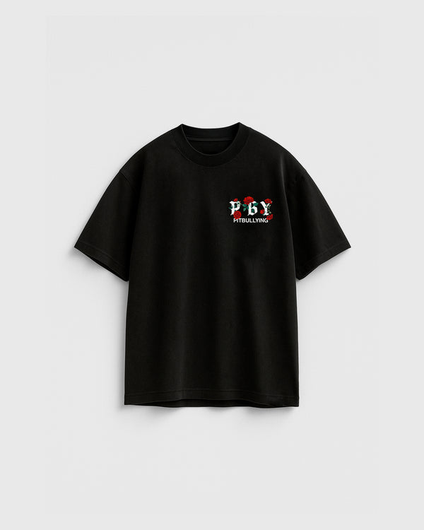 CAMISETA ROSAS NEGRA
