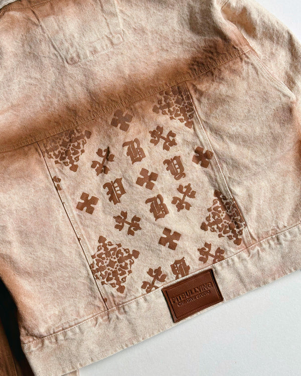 DENIM JACKET MONOGRAM - CROP BEIGE