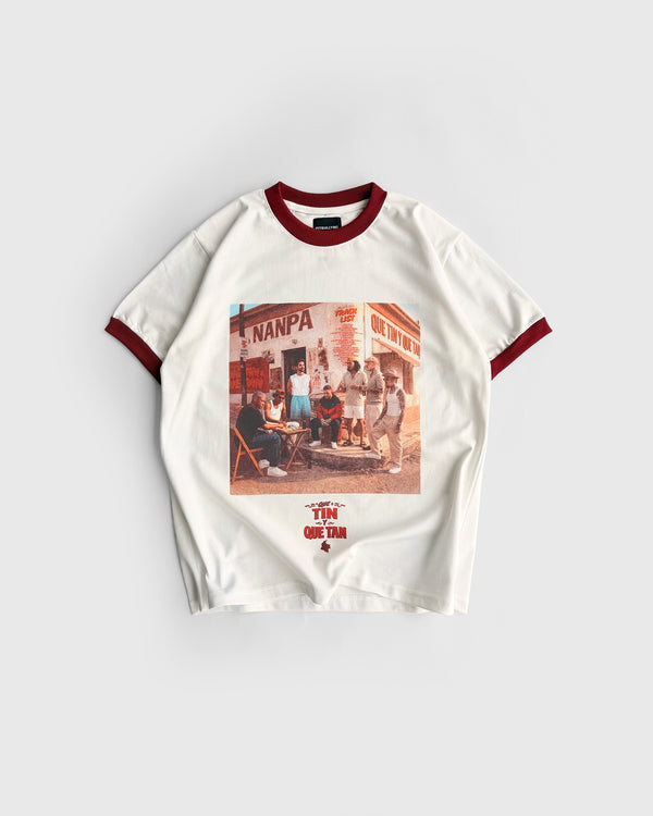 Camiseta Blanca Slim Fit Ft Nanpa Básico - Que Tin y Que Tan