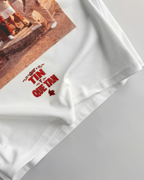 Camiseta Blanca Slim Fit Ft Nanpa Básico - Que Tin y Que Tan