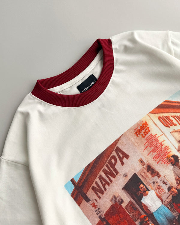 Camiseta Blanca Slim Fit Ft Nanpa Básico - Que Tin y Que Tan