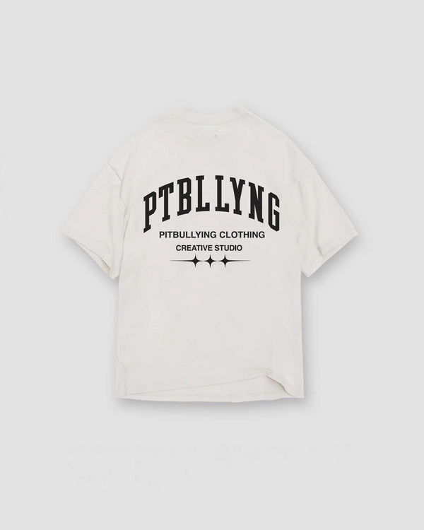 Camiseta Boxy Fit Blanca Básica Pitbullying