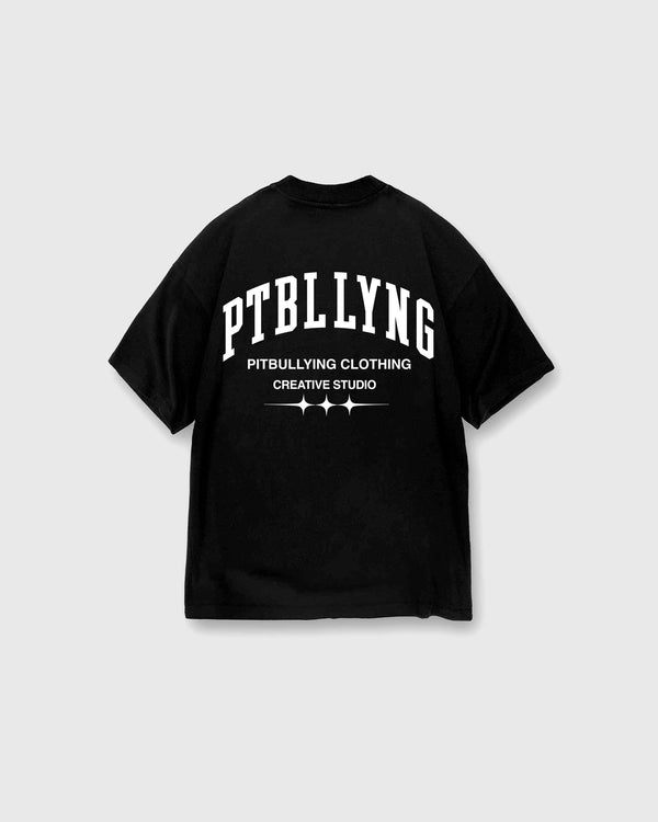 Camiseta Boxy Fit Negra Básica Pitbullying