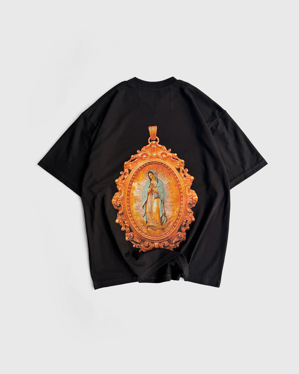 Camiseta Negra Virgen Ft Nanpa Básico - Que Tin y Que Tan