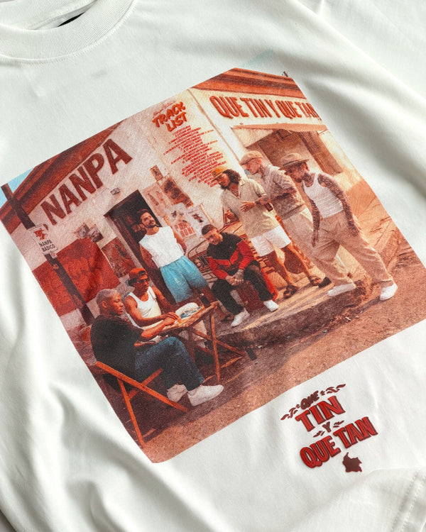 Camiseta Blanca Ft Nanpa Básico - Que Tin y Que Tan