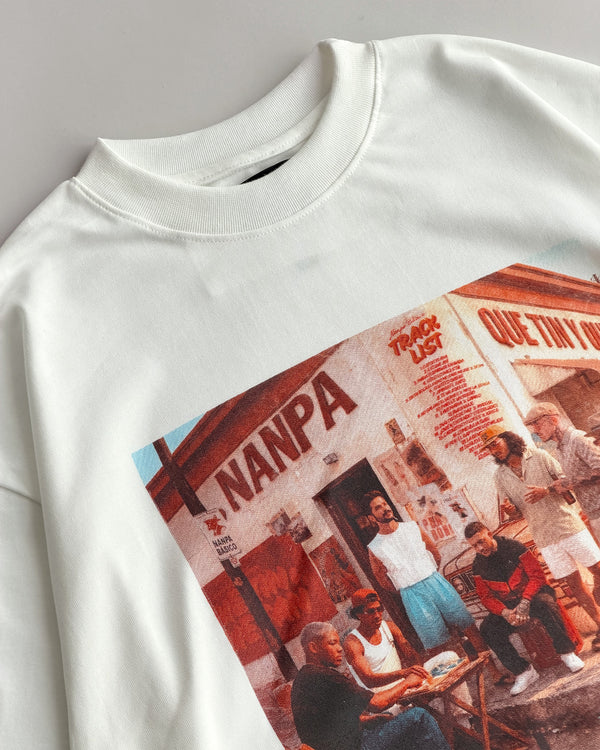 Camiseta Blanca Ft Nanpa Básico - Que Tin y Que Tan