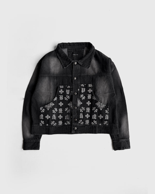 DENIM JACKET BOXY FIT MONOGRAM NEGRA