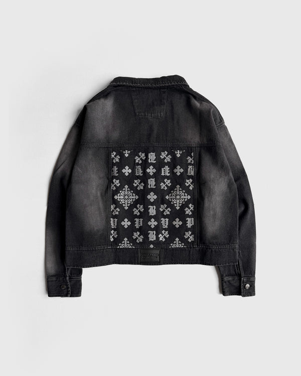 DENIM JACKET BOXY FIT MONOGRAM NEGRA