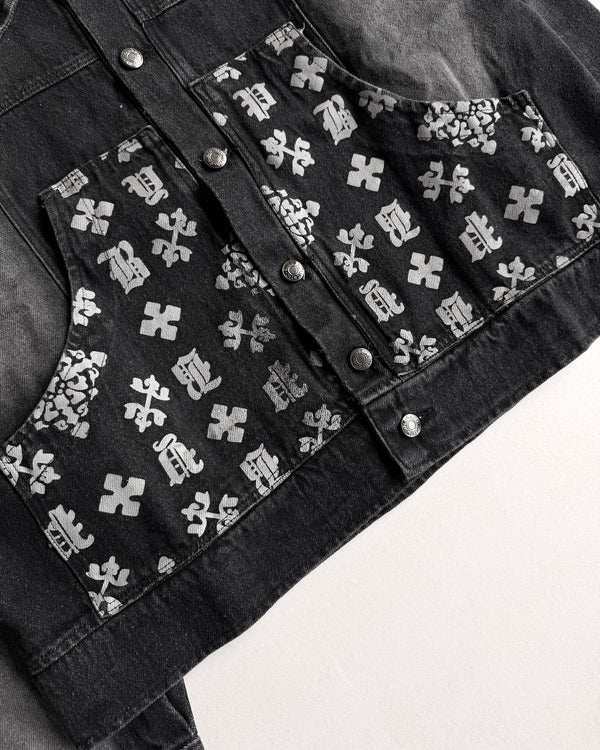 DENIM JACKET BOXY FIT MONOGRAM NEGRA