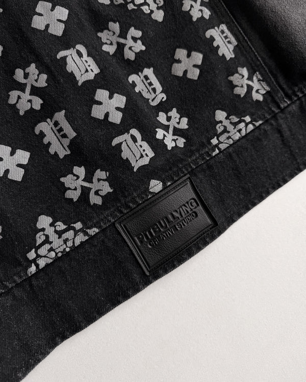 DENIM JACKET BOXY FIT MONOGRAM NEGRA