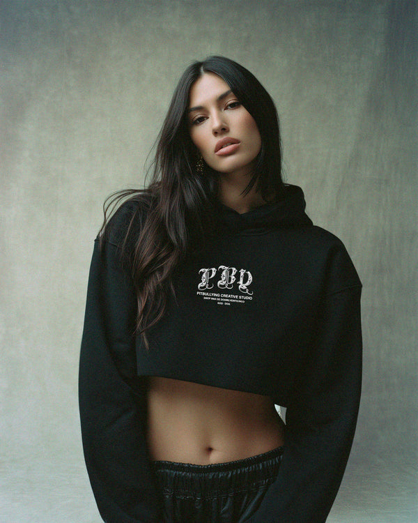 Hoodie Crop Negro 30:30
