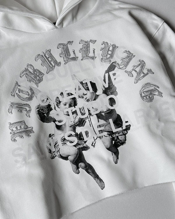 Hoodie Crop Blanco Pitbullying