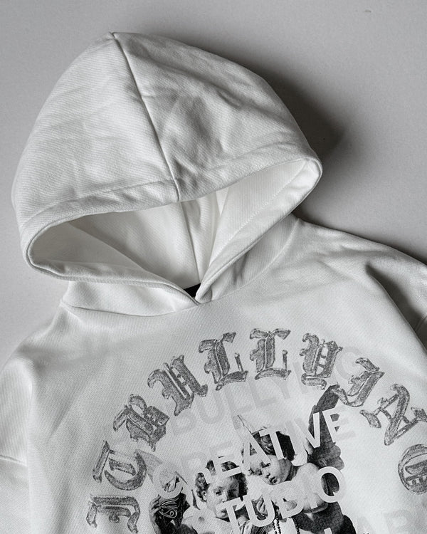 Hoodie Crop Blanco Pitbullying