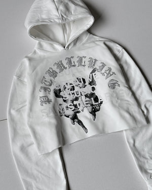 Hoodie Crop Blanco Pitbullying