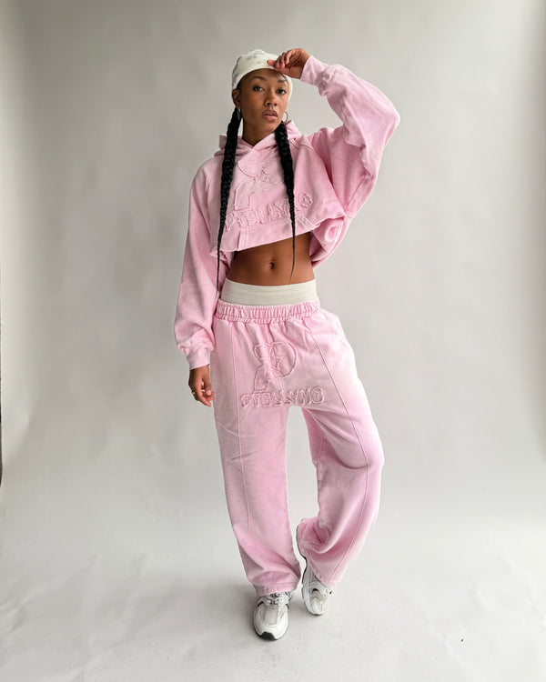 SET HOODIE + JOGGER STAR GANG ROSA MUJER