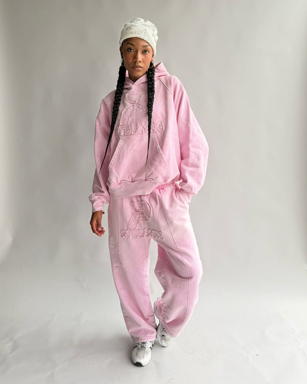 SET HOODIE + JOGGER STAR GANG ROSA MUJER