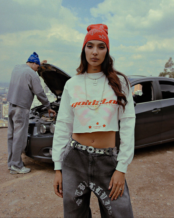 Camibuso Crop Blanco Pitbullying Goldstar