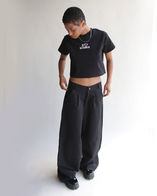 Tee Ribbed Negro Latina