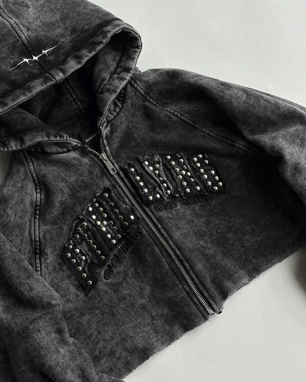 Zip up Crop Negra