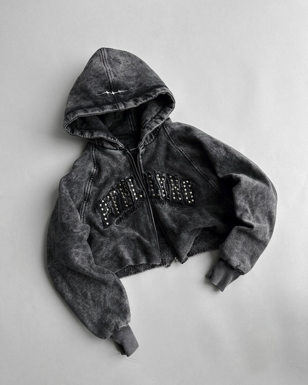 Zip up Crop Negra