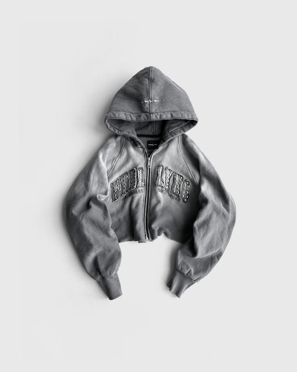 Zip up Crop Gris