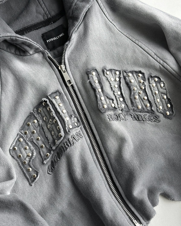 Zip up Crop Gris