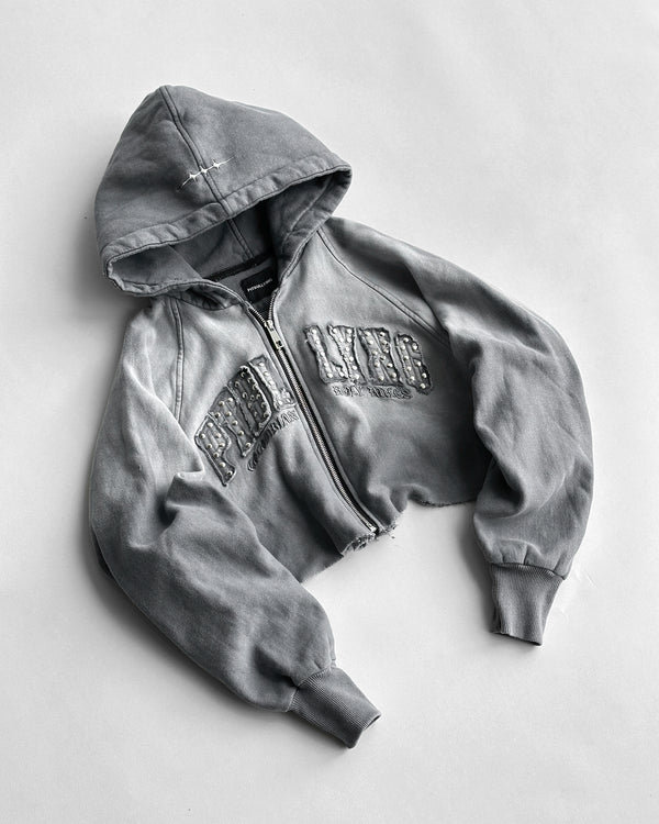 Zip up Crop Gris