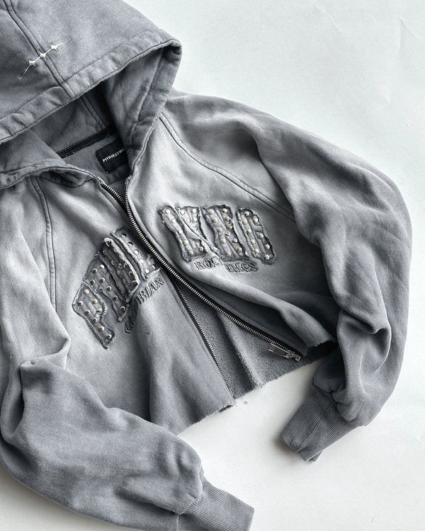 Zip up Crop Gris